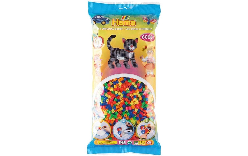 Hama Perles à repasser midi Perles néon, 6000 pcs Multicolore