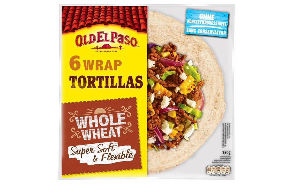 Old El Paso Whole Wheat Tortillas 6 pièces