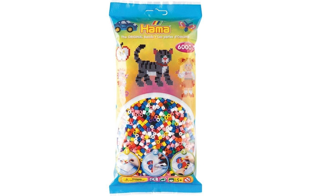 Hama Perles à repasser 6000 pièces, 10 couleurs, Multicolore
