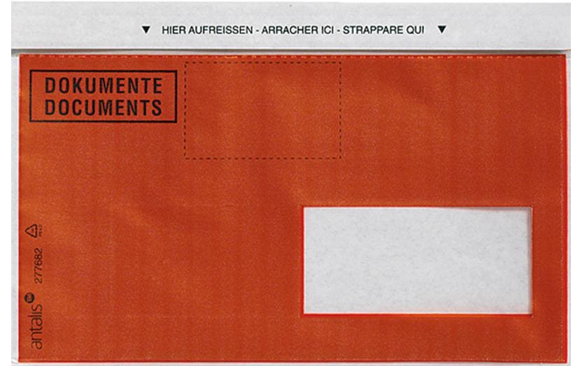 Antalis Pochette pour documents C6/5 impression, fenêtre à droite, 1000 pièces, rouge