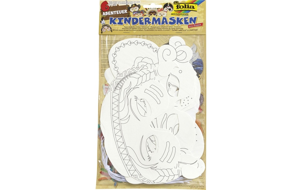 Folia Kits de bricolage Masque enfant aventure, 6 pièces