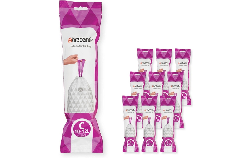 Brabantia Sac à ordures ménagères PerfectFit C 10-12 l, 200 Pièce/s