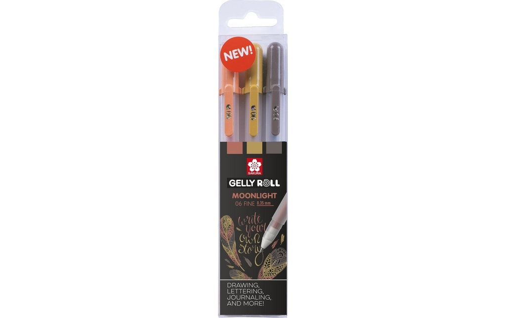 Sakura Stylo à encre gel Gelly Roll Clair de Lune Nature 0.35 mm, 3 pièces