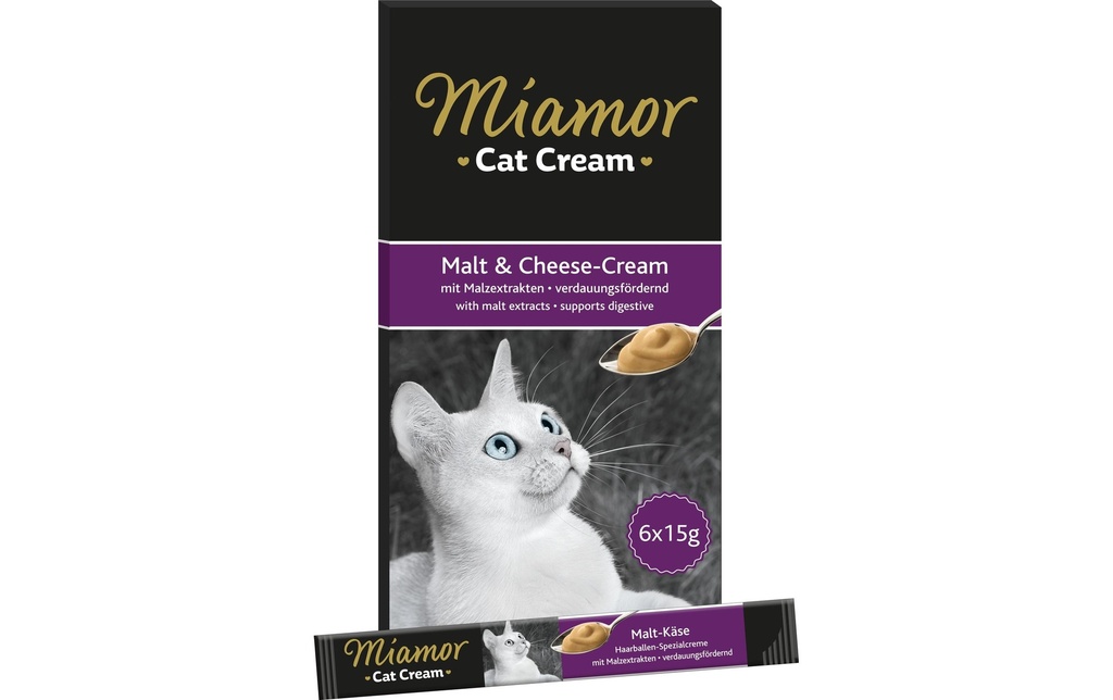 Miamor Collation pour chat Fromage à la crème de malt, 6 x 15 g