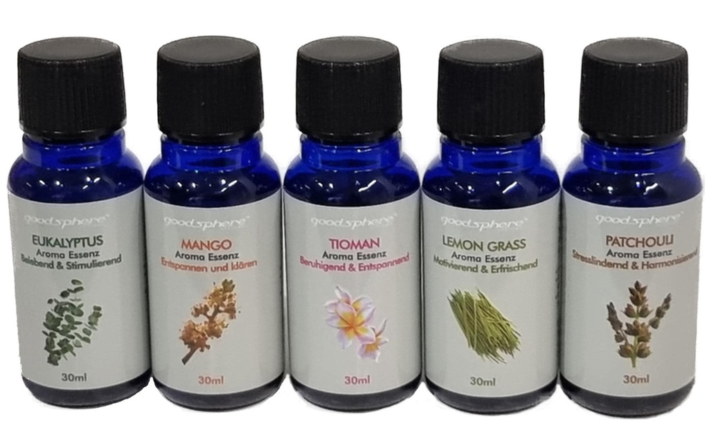 Goodsphere Kits d’huile parfumée Harmony Beginners, 5 x 30 ml