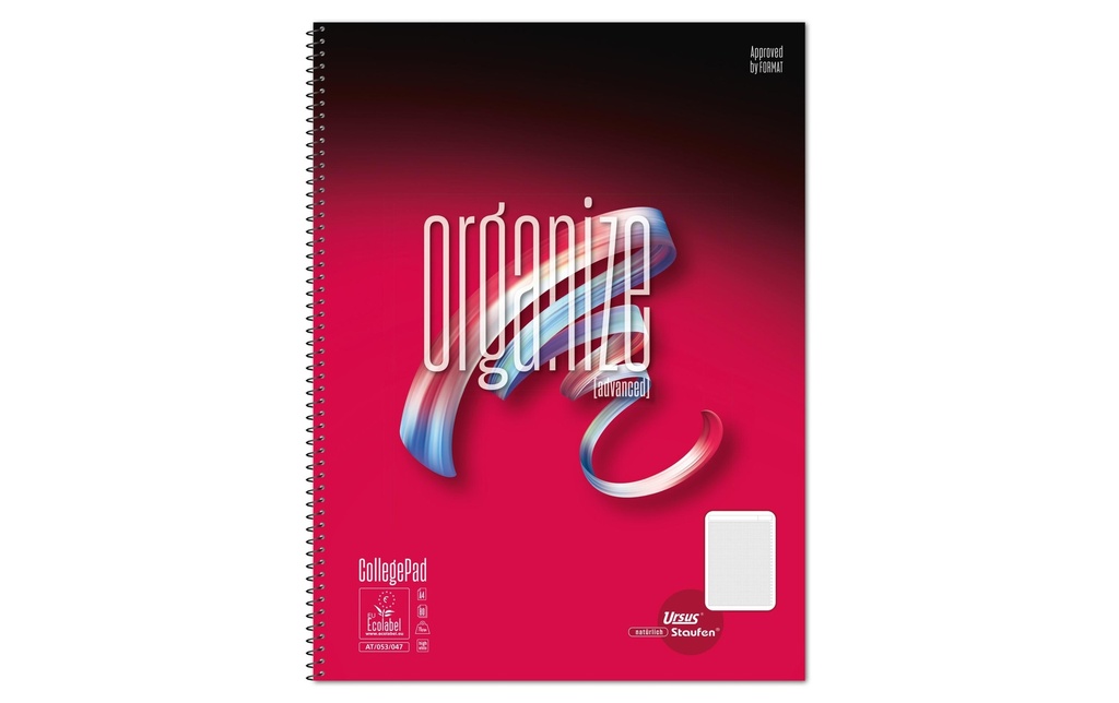 Ursusgreen Bloc-notes Organize Spiral A4, 80 feuilles, quadrillé