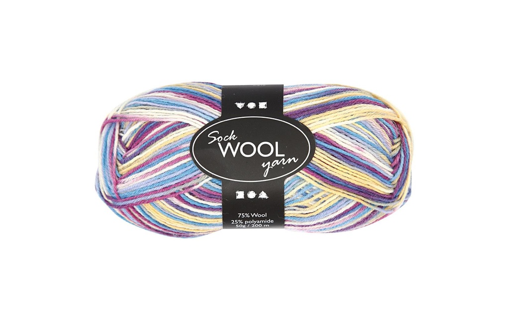 Creativ Company Laine 50 g pour les chaussettes, crème/violet