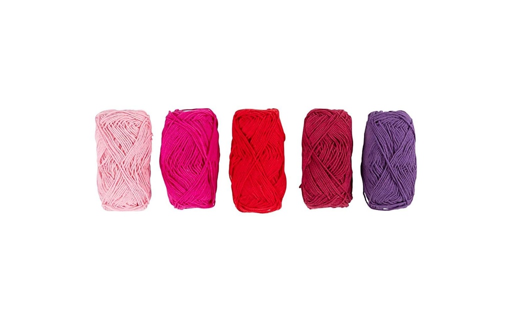 Creativ Company Fil de coton n° 8/4 5 x 50 mètres, tons roses, 5 x 20 g