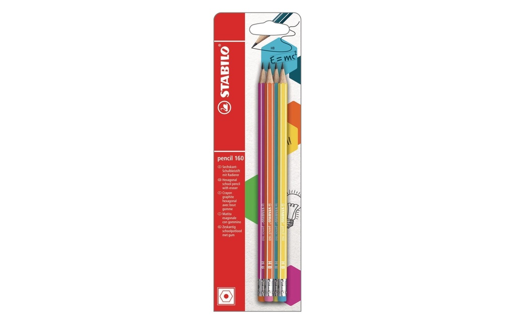 STABILO Crayon 160 HB Lot de 4 avec gomme