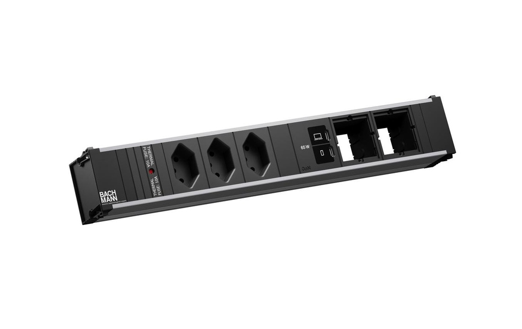 Bachmann Bloc multiprises d’encastrement CONI L 3xT13 1xUSB C/C 65W 2xCM 0.2m