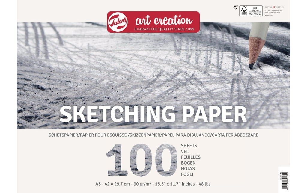 TALENS ART CREATION Bloc papier A3 Sketching (100 pces)
