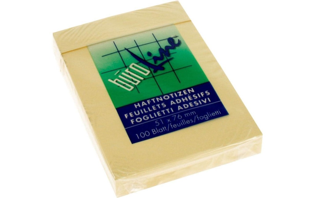Büroline Fiche de bloc-notes 5,1 x 7,6 cm, 1 bloc de 100 feuilles, Jaune