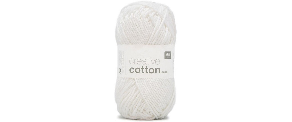 Rico Design Laine Creative Cotton Aran 50 g, Blanc