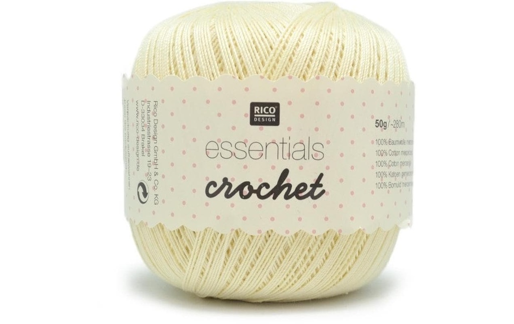 Rico Design Fil à crochet et à tricoter Essentials Crochet 50 g, Vanille