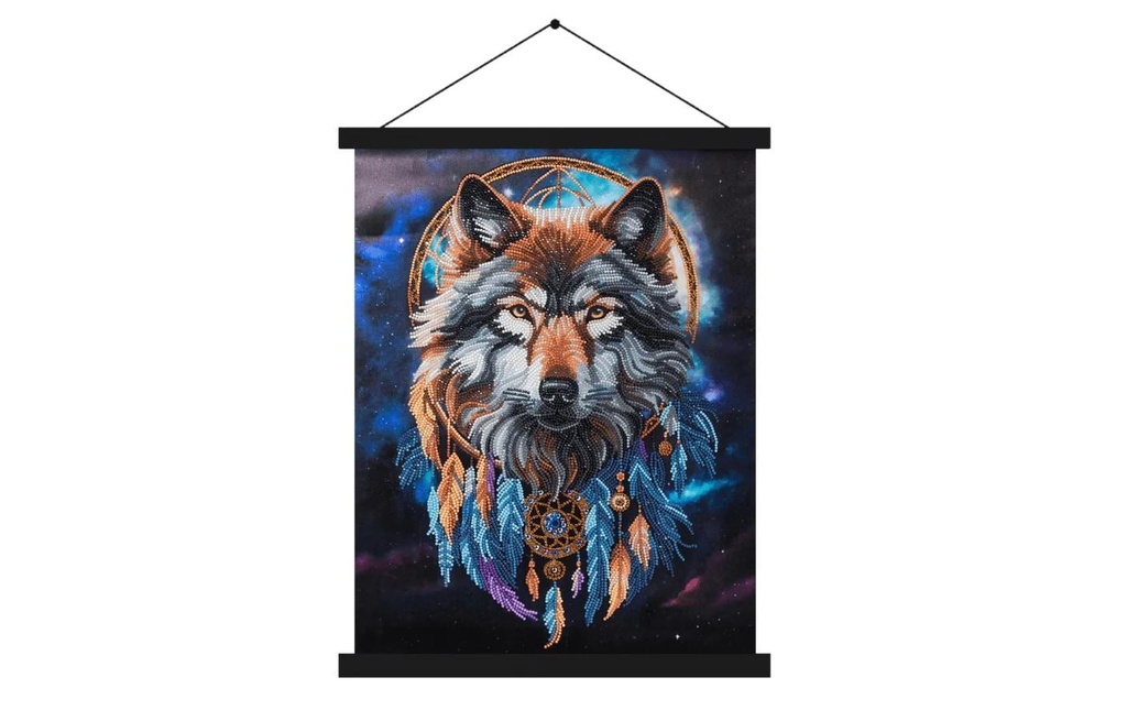 CRAFT Buddy Kits de bricolage Enchanted Wolf Crystal Art Scroll Kit 40 x 50 cm