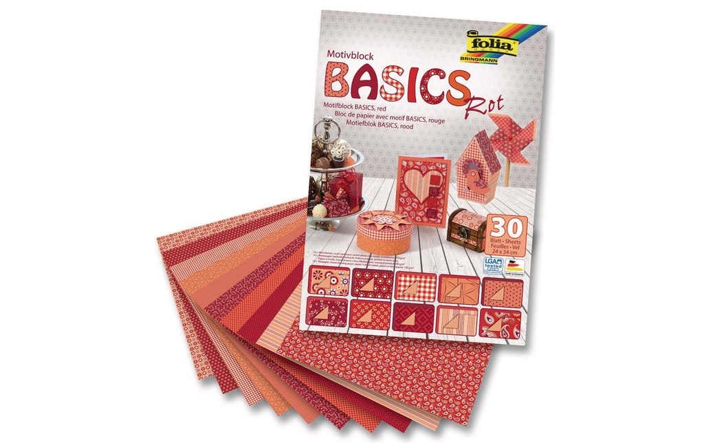 Folia Bloc de papier à motif Basics  rouge