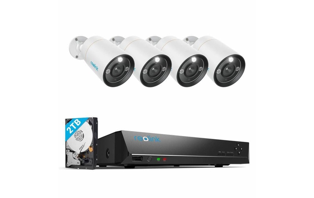 Reolink Kits de surveillance NVS8-12MB4 Bullet, y compris disque dur de 2TB