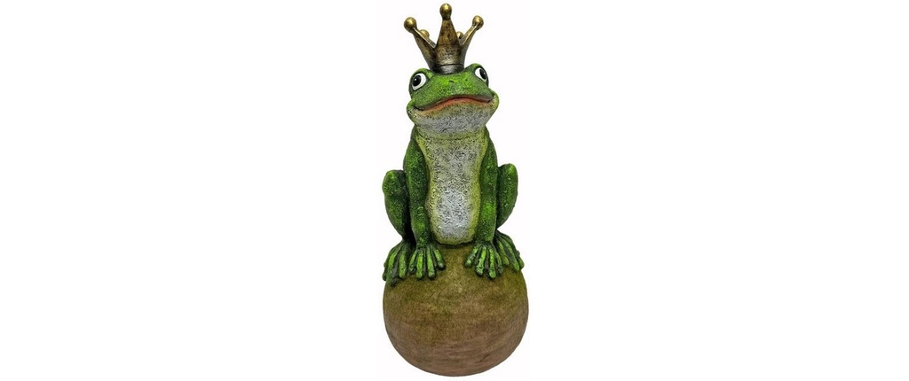 Dameco Figure décorative Roi grenouille sur boule 15 x 15 x 36 cm