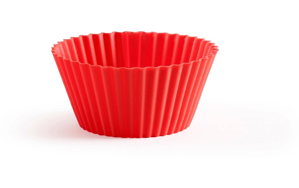 Lékué Moule à muffins Silicone, Rouge, set de 12