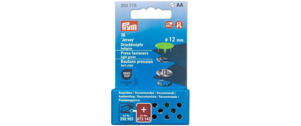 Prym Boutons poussoirs Jersey 12 mm, vert clair