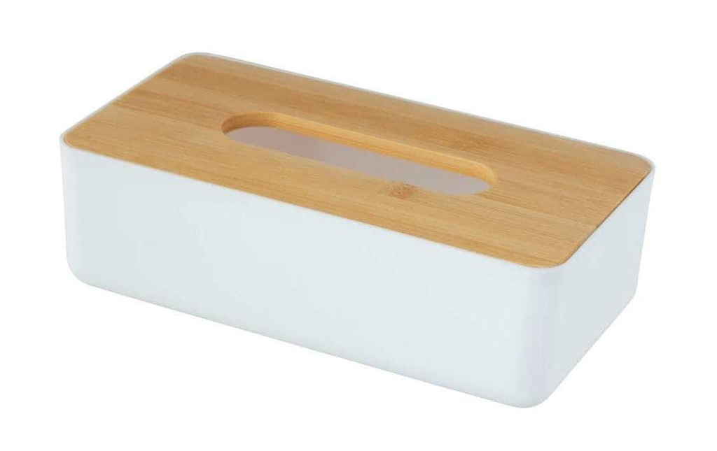 Wenko Boîte à mouchoirs Rotello Nature/Blanc, Bambou/Plastique