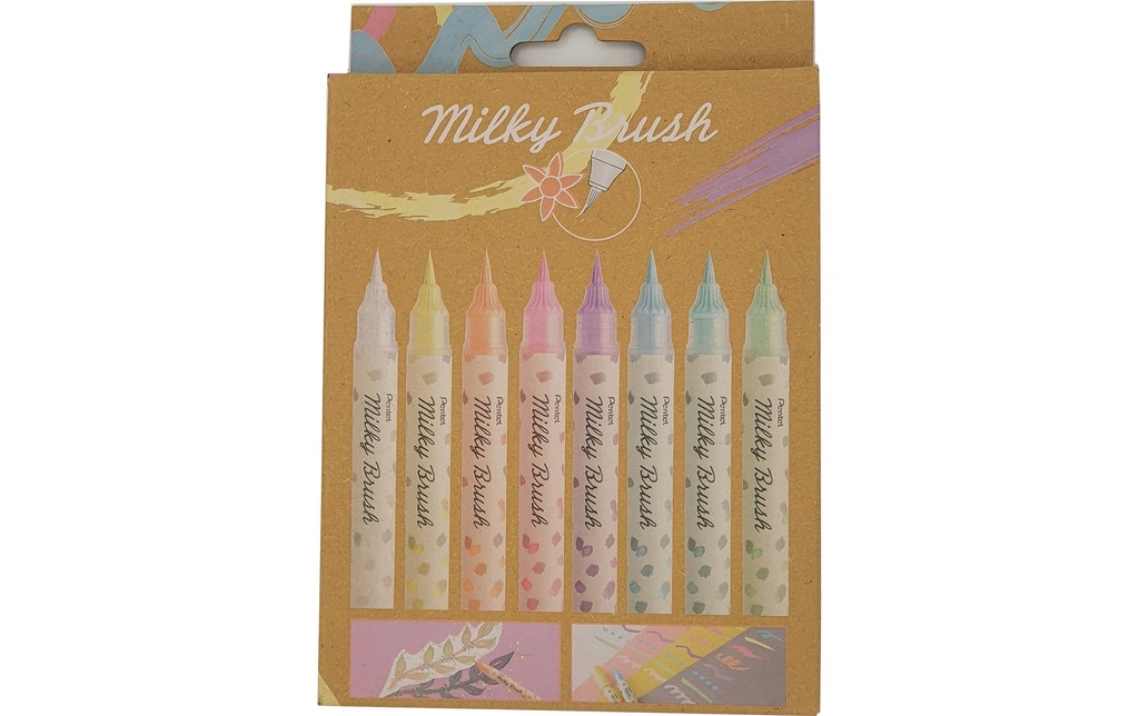 PENTEL Feutre pinceau Milky Brush 8p. (8 pces)