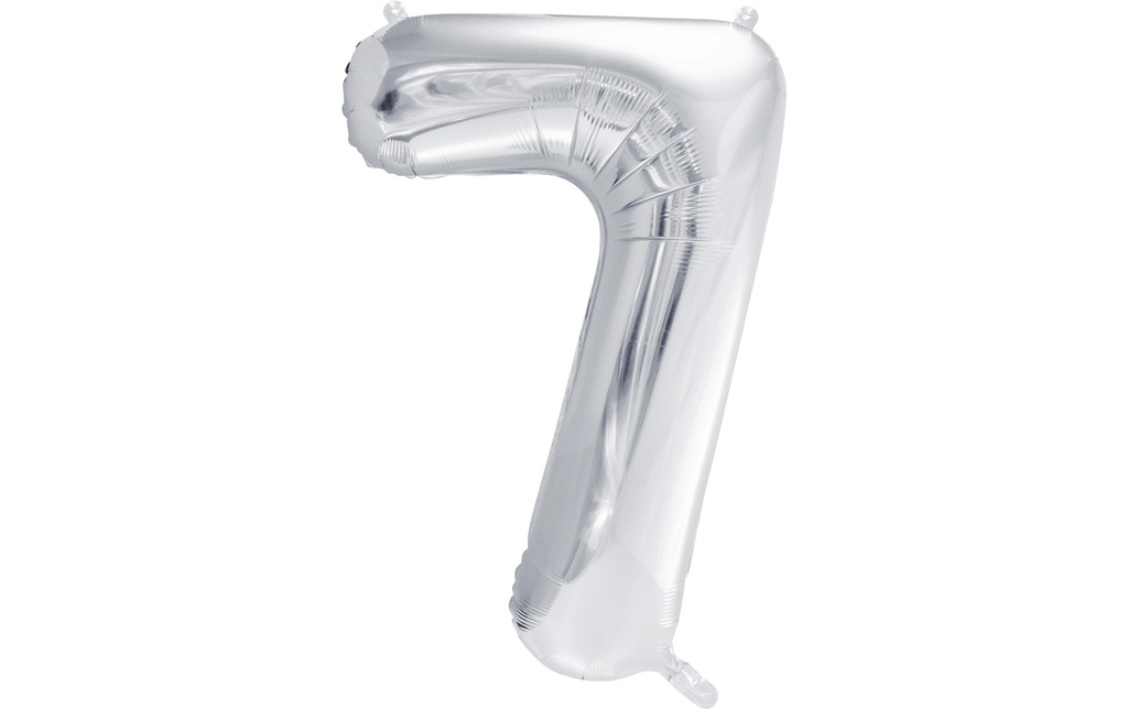 Partydeco Ballon en aluminium Chiffre 7 grand 86 cm, argent, 1 pièce