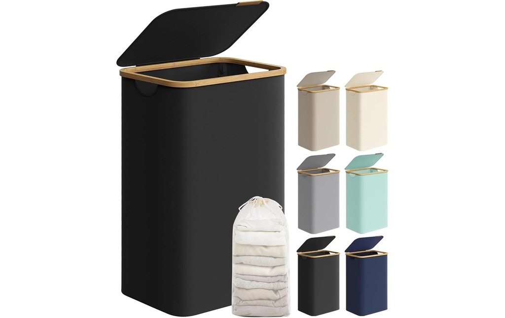 Songmics Corbeille à linge 90 l, Noir