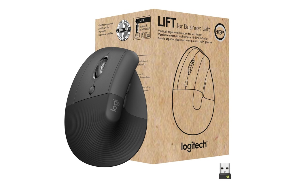 Logitech Souris ergonomique Lift for Business Left Graphite