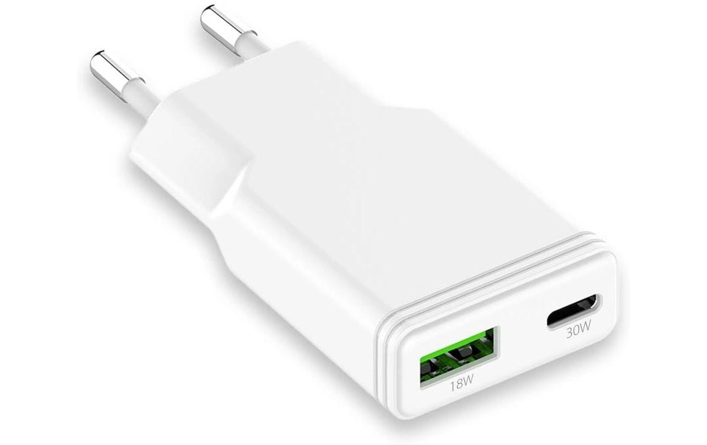 LMP Chargeur mural USB 30 W USB-A USB-C Dual Power Ultra Slim