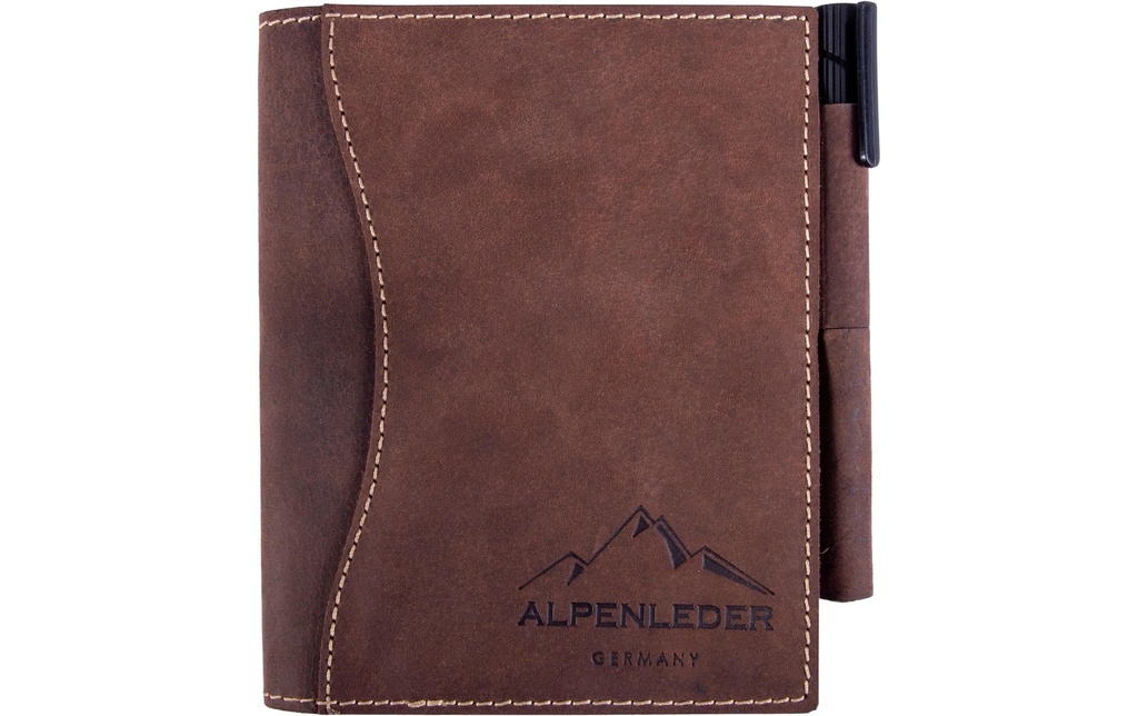 Alpenleder Bloc-notes Goethe A6, ligné, cuir de buffle brun