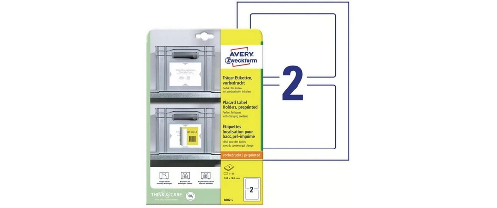 Avery Zweckform Etiquettes de support 160 x 120 mm, 5 feuilles, 10 pièces