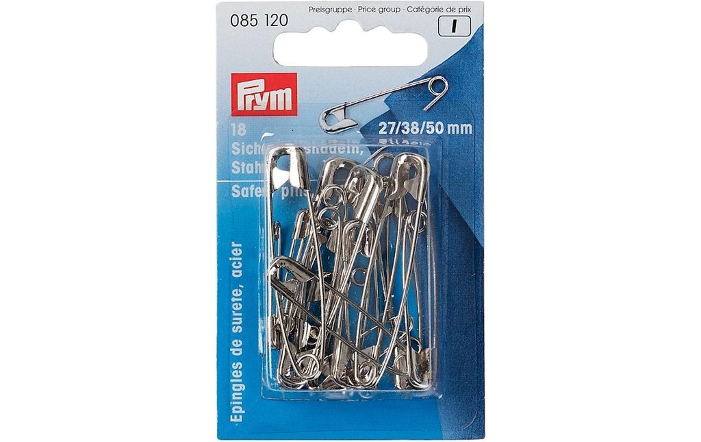 Prym Epingle de sûreté Argent, n° 0-3, 27/38/50 mm