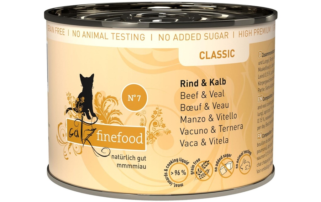 catz finefood Alimentation humide No.07 Bœuf & veau, 200 g