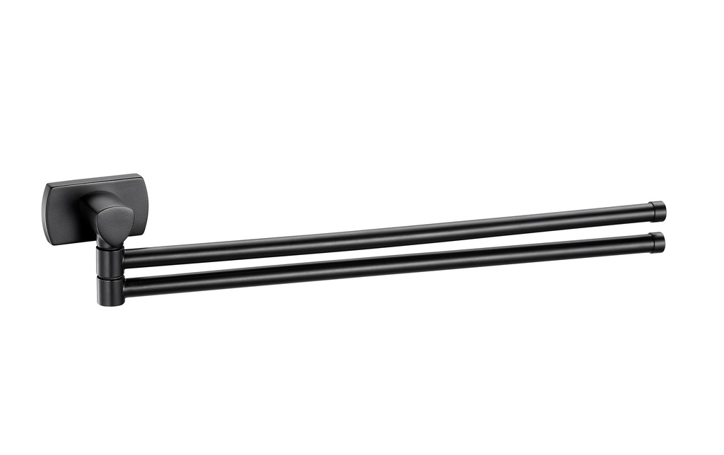 BIASCA Porte-serviette 2-armé 42 cm, noir mat
