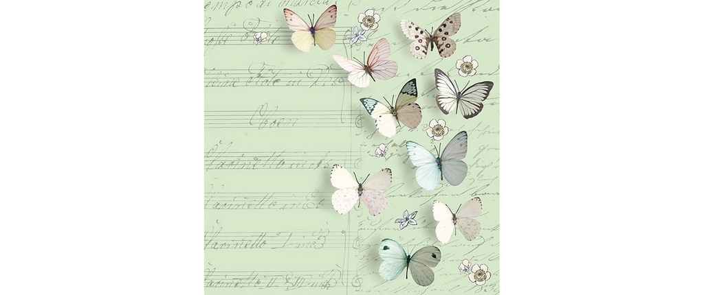 Braun + Company Serviettes en papier Petits Papillons 33 cm x 33 cm, 20 Pièce/s