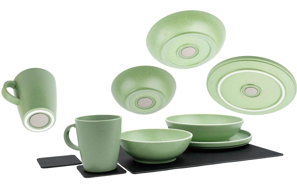 Silwy Set de vaisselle en plastique magnétique Vert dolomite