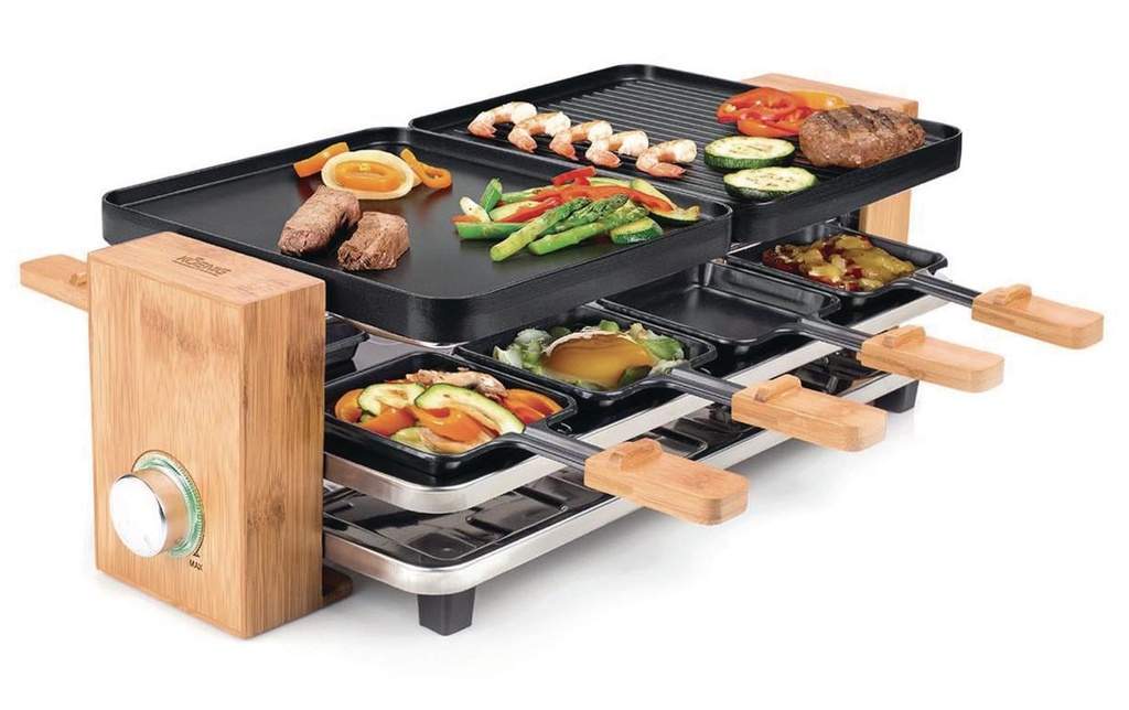 Koenig Grill à raclette Bamboo 8 Personen