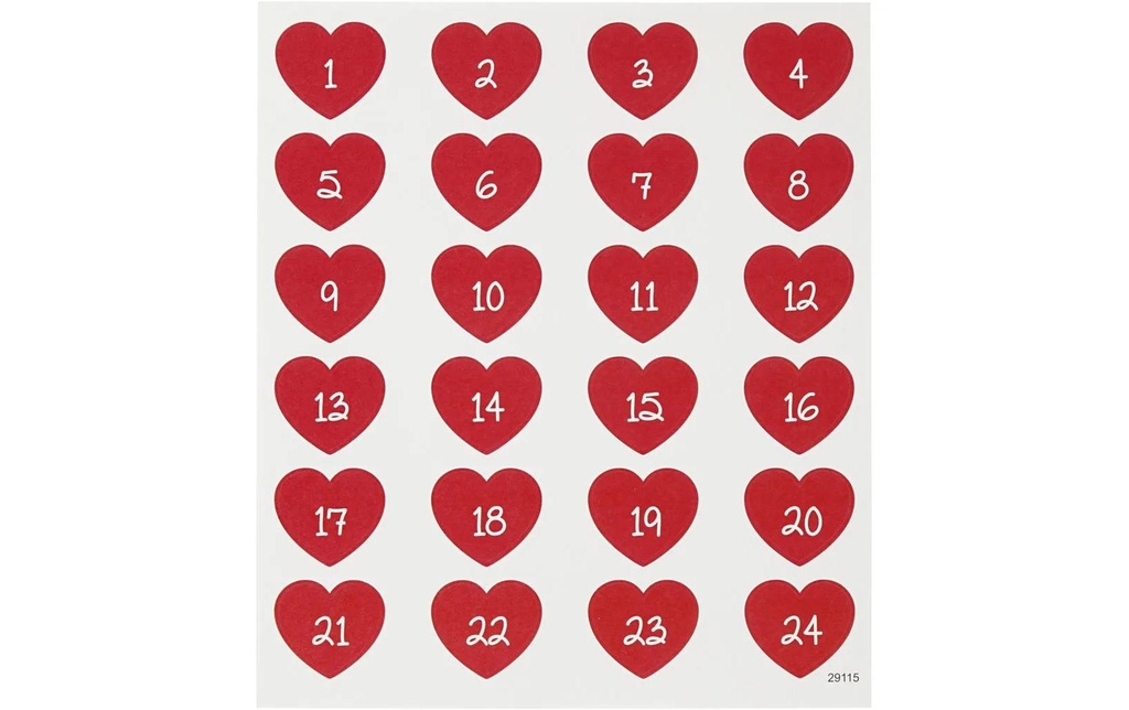 Creativ Company Chiffres pour calendrier de l’Avent Coeur 24 Sticker