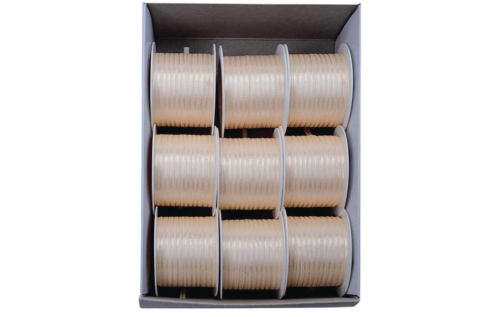 GOLDINA Ruban de satin Ruban double satin 3 mm x 10 m, 1 pièce, beige