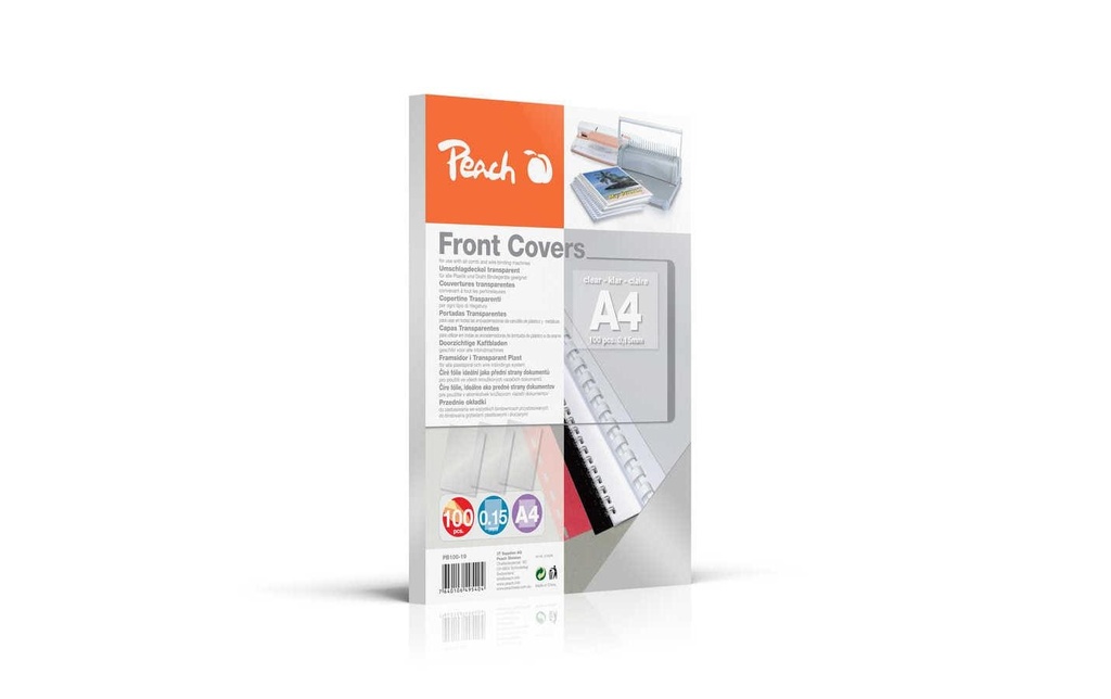 Peach Couverture de brochure A4, 0.15 mm, 100 pièces, Lisse, Transparent