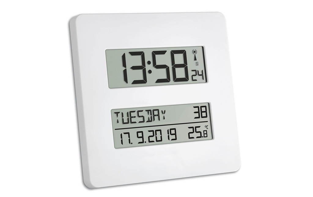 TFA Dostmann Horloge radio-pilotée Timeline Blanc