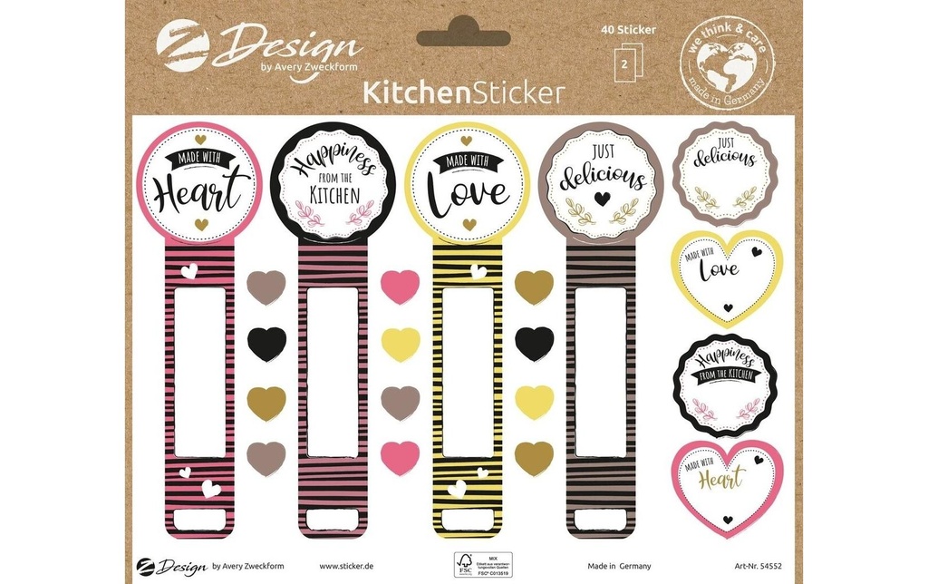 Z-Design Autocollant à motif A5 CUISINE Autocollants pour sceaux, Multicolores, 40 autocollants
