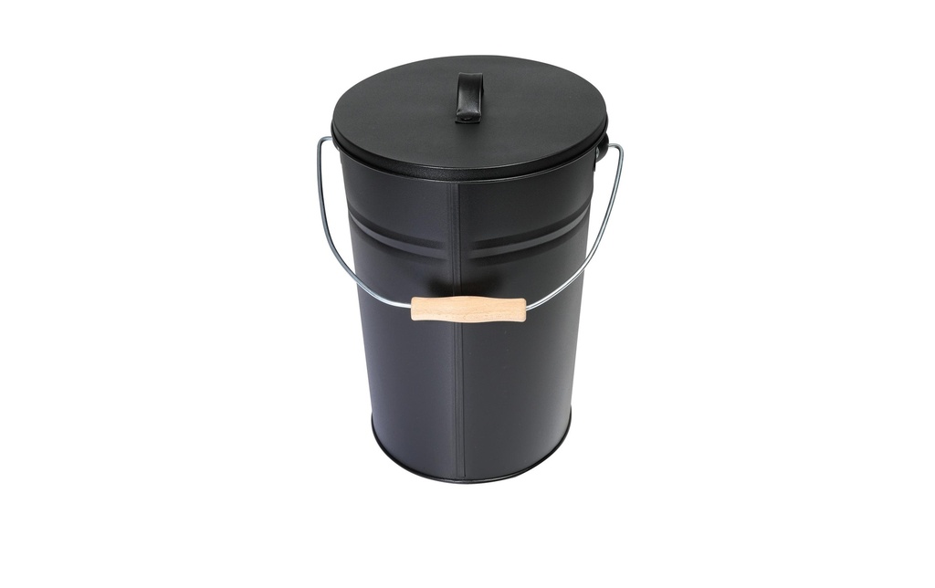Kamino Seau à cendres avec couvercle, 15 l, noir