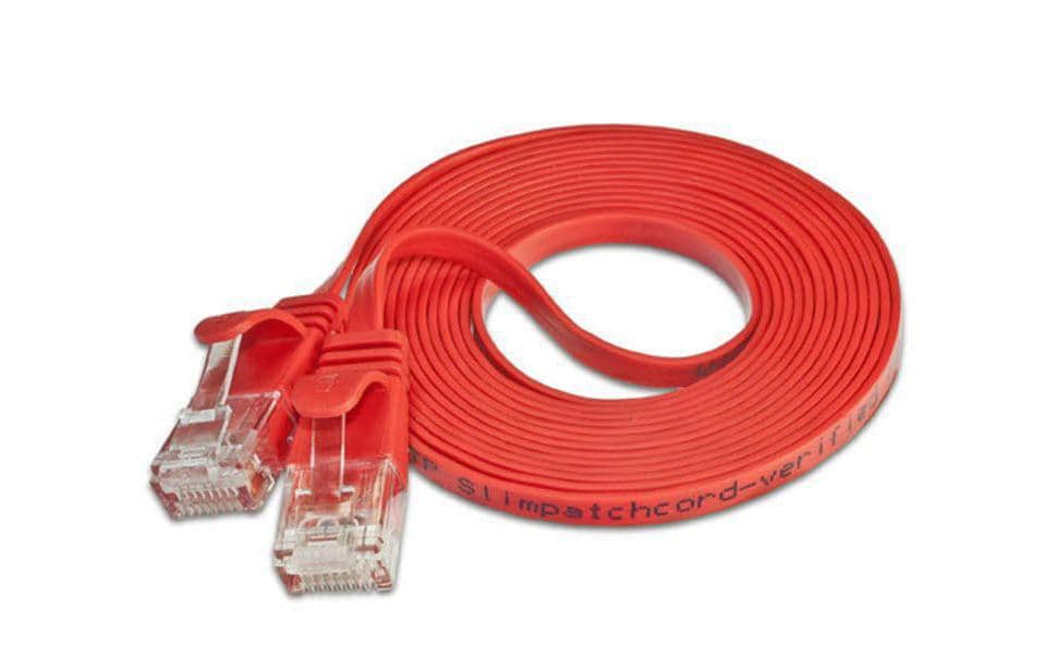 SLIM Câble patch slim RJ-45 - RJ-45, Cat 6, UTP, 0.1 m, Rouge