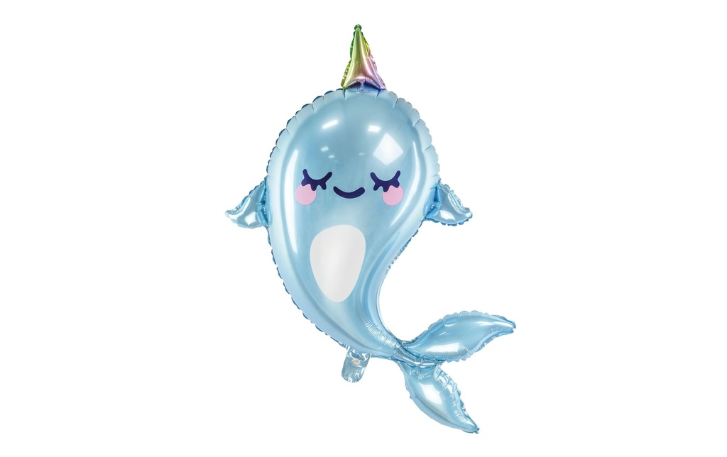 Partydeco Ballon en aluminium Narval Bleu