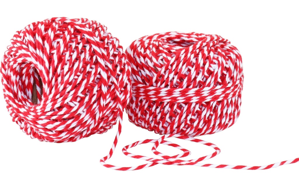 PRÄSENT Corde coton DONAU rouge/blanc (15 pces)