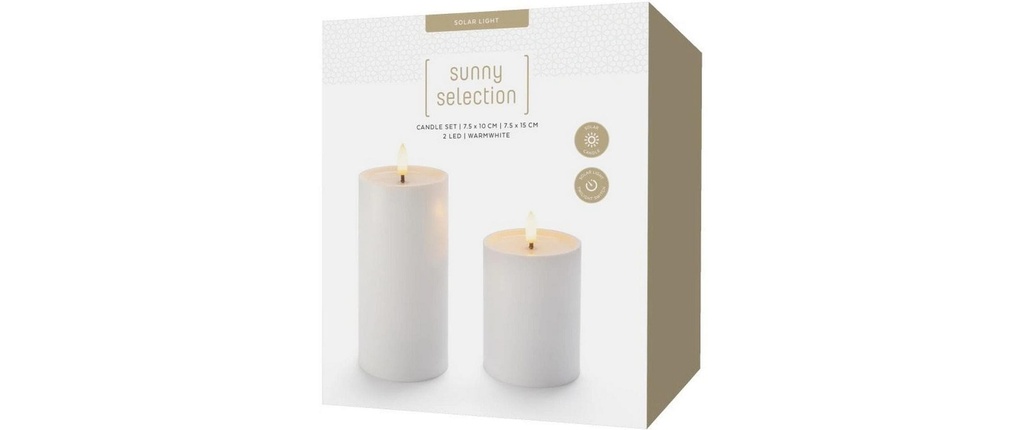 STT Set de bougies LED 2 pièces Blanc, 10 et 15 cm