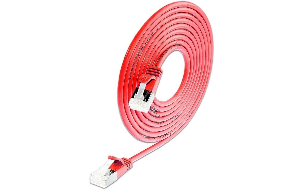 SLIM Câble patch slim RJ-45, Cat 6A, U/FTP, 0.15 m, Rouge, 50-Pack