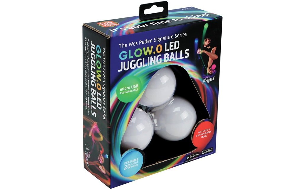 WES PEDEN Glow.0 Set de balles de jonglage à 3 pièces avec LED